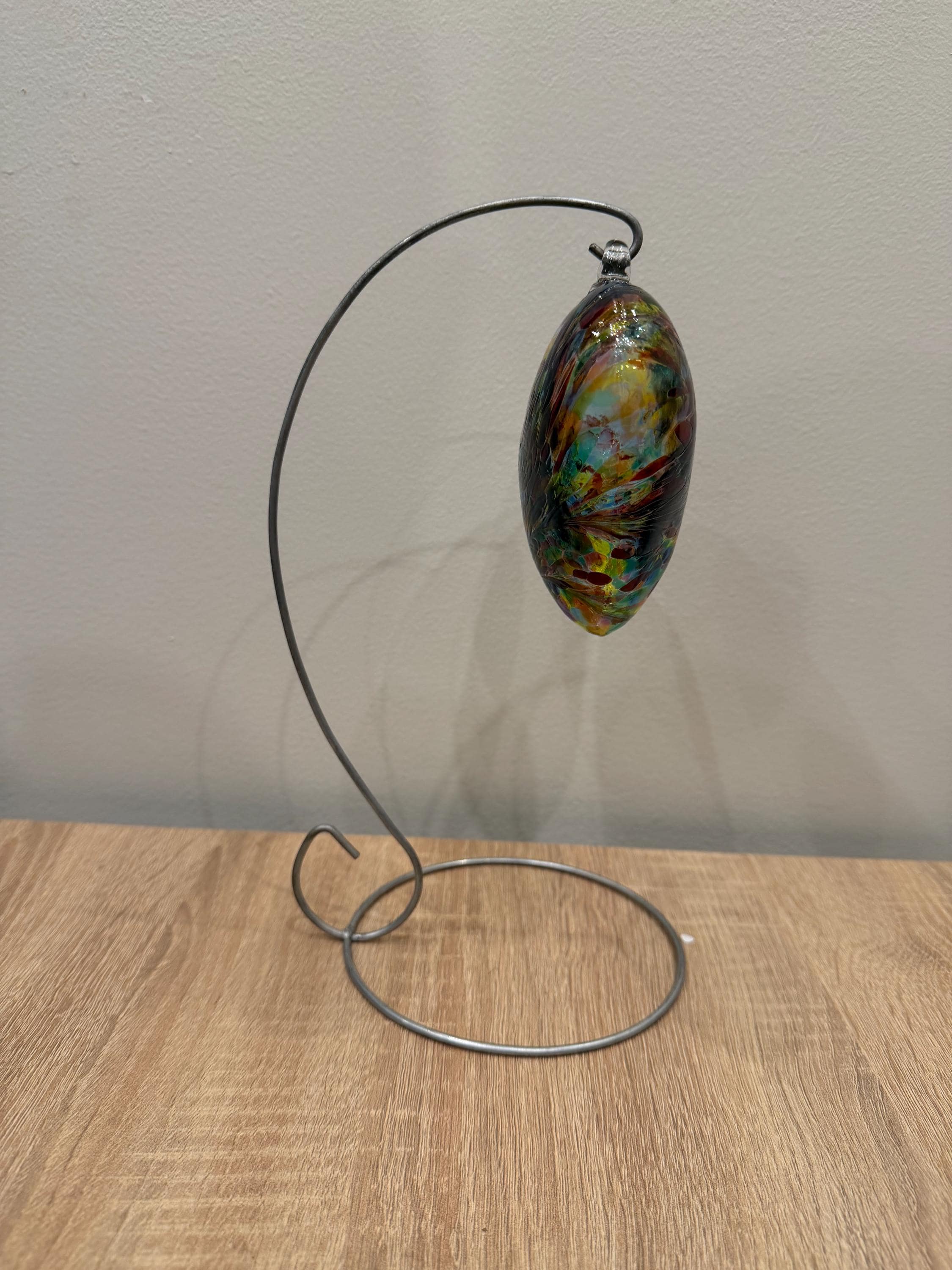 Handblown Glass Heart Ornament - Multi-colored Rainbow Confetti Swirl - Unique Art Glass Gift