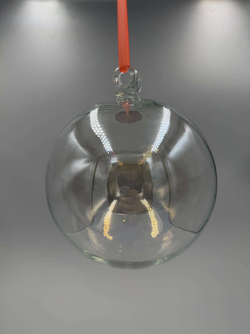 15cm Hand-Blown Clear Iridescent Ball – Hanging Glass Suncatcher – Decorative Art Glass Sphere Gift