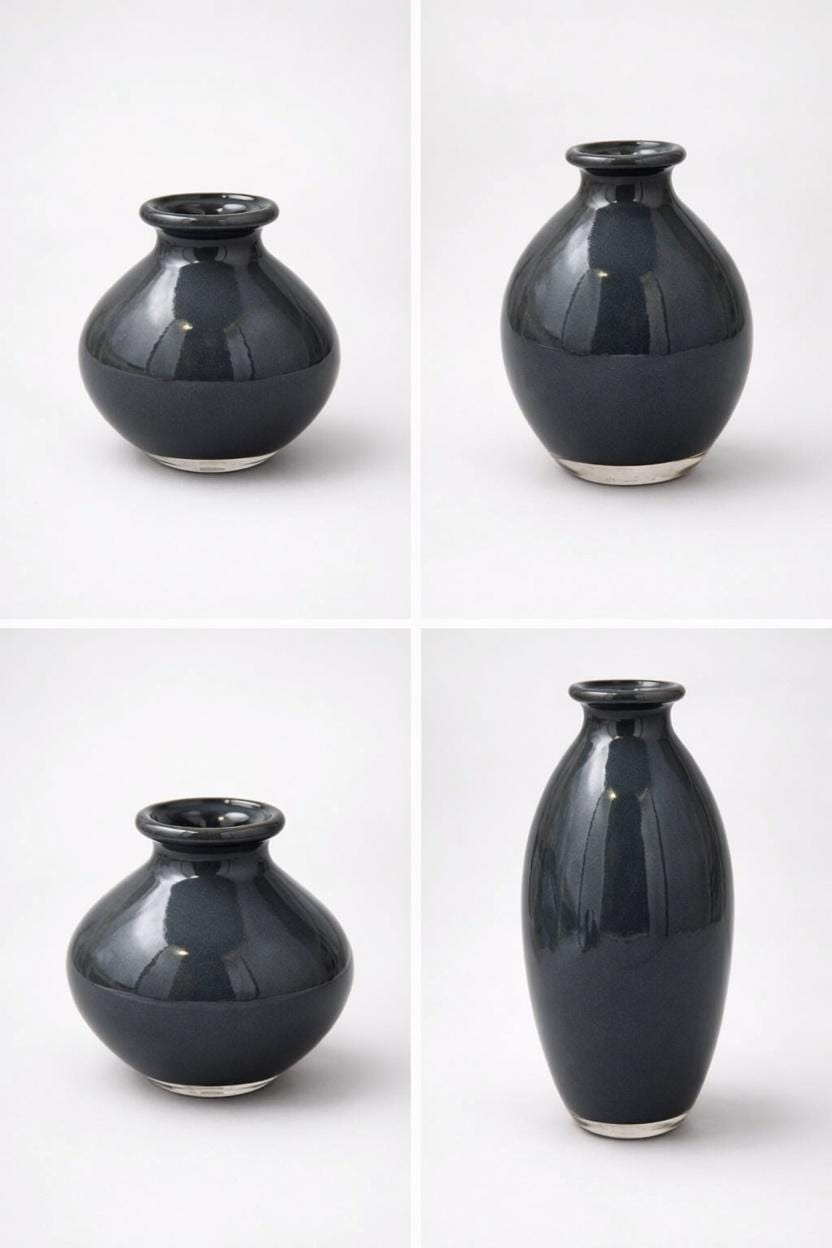 Handblown Art Glass Bud Vases – Gray Minimalist Set of 4
