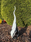 60cm Black White Glass Garden Flame - Hand Blown Garden Art - Outdoor Decor