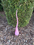Large 50cm Hand-Blown Glass Garden Flame – Pink Swirl Outdoor Sculpture – Modern Garden Art