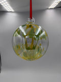 15cm Hand-Blown Green Yellow Witch Ball – Hanging Glass Ornament Sphere