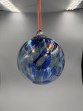 15cm Hand-Blown Blue Witch Ball – Iridescent Hanging Art Glass Ornament – Decorative Suncatcher Sphere Gift