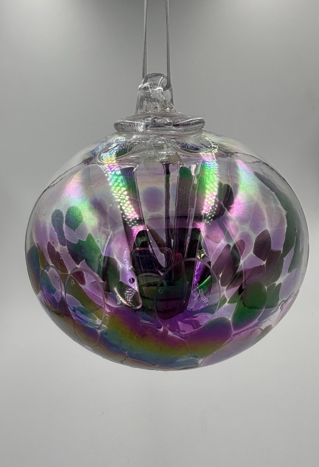 15cm Hand-Blown Purple Iridescent Witch Ball – Hanging Glass Ornament Sphere