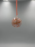 Hand Blown Glass Ball Ornament – 8cm Orange & White Hanging Glass Bauble