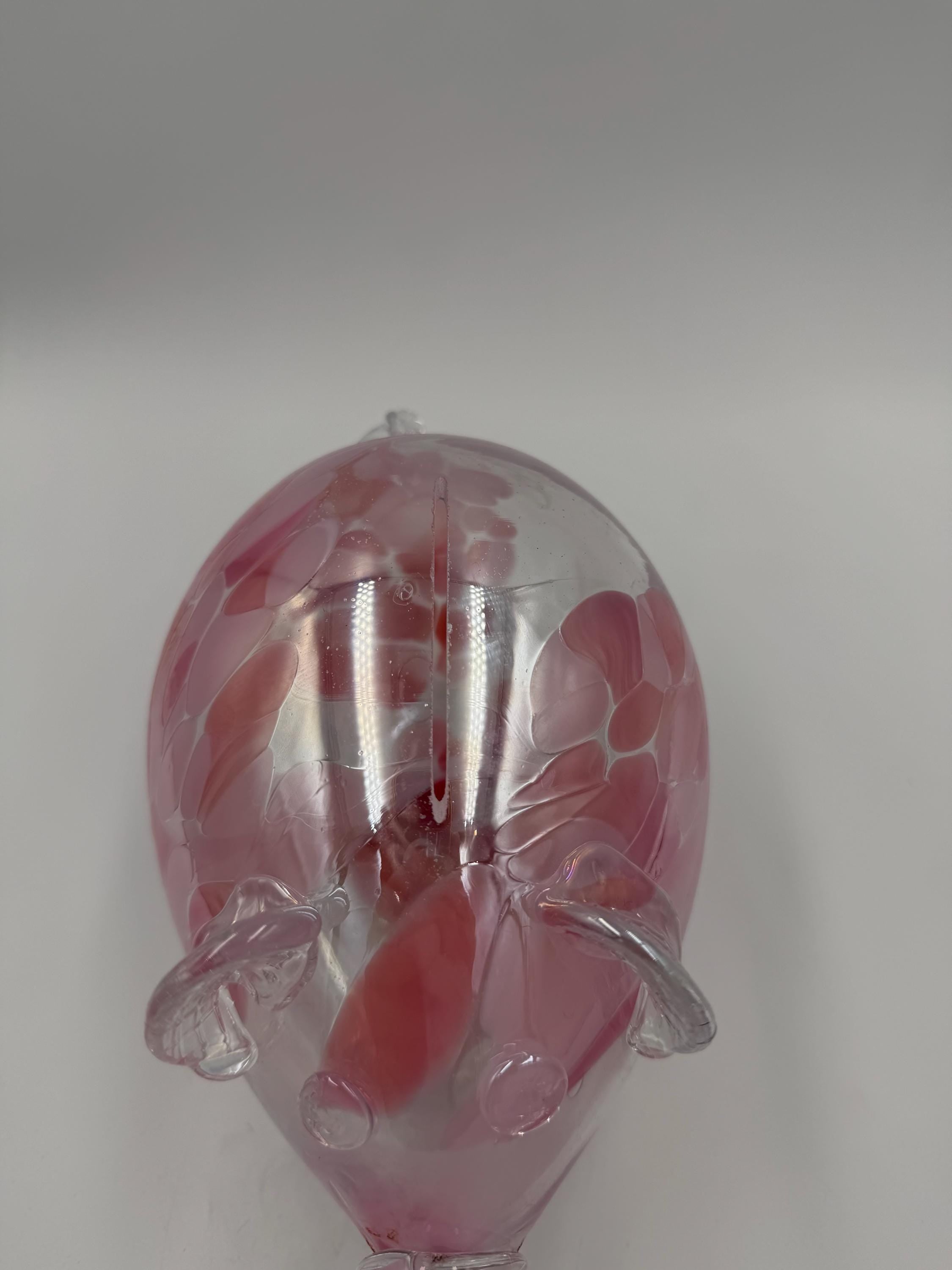 20cm Hand-Blown Pink Glass Piggy Bank – Decorative Art Glass Pig Sculpture