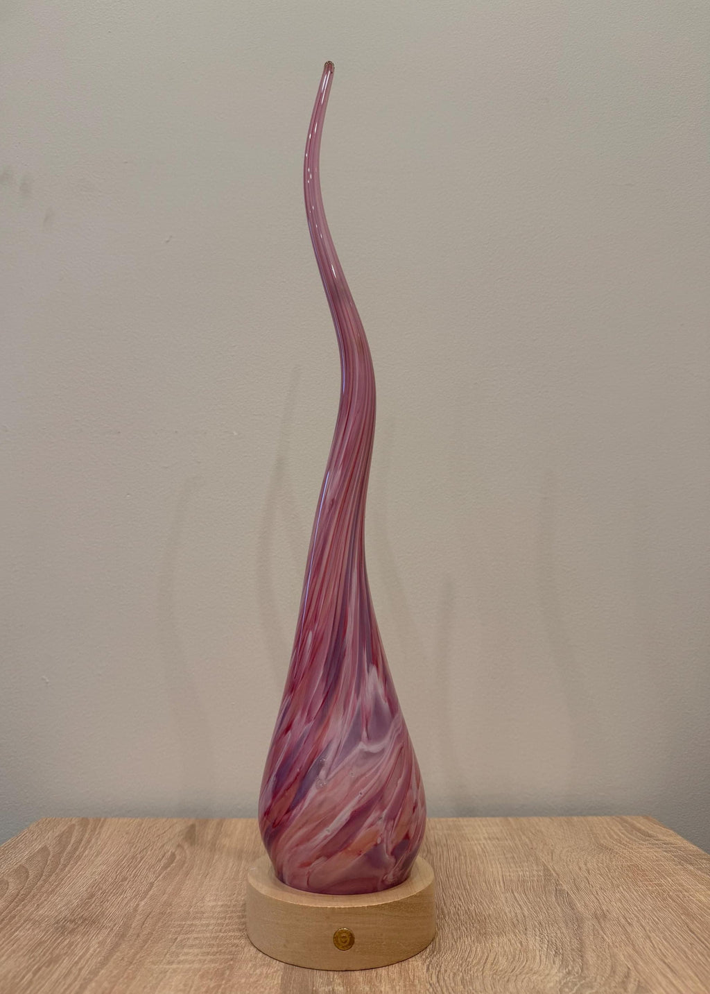 50cm Hand-Blown Pink Flame Lamp – Color Changing LED Touch Light Wooden Base