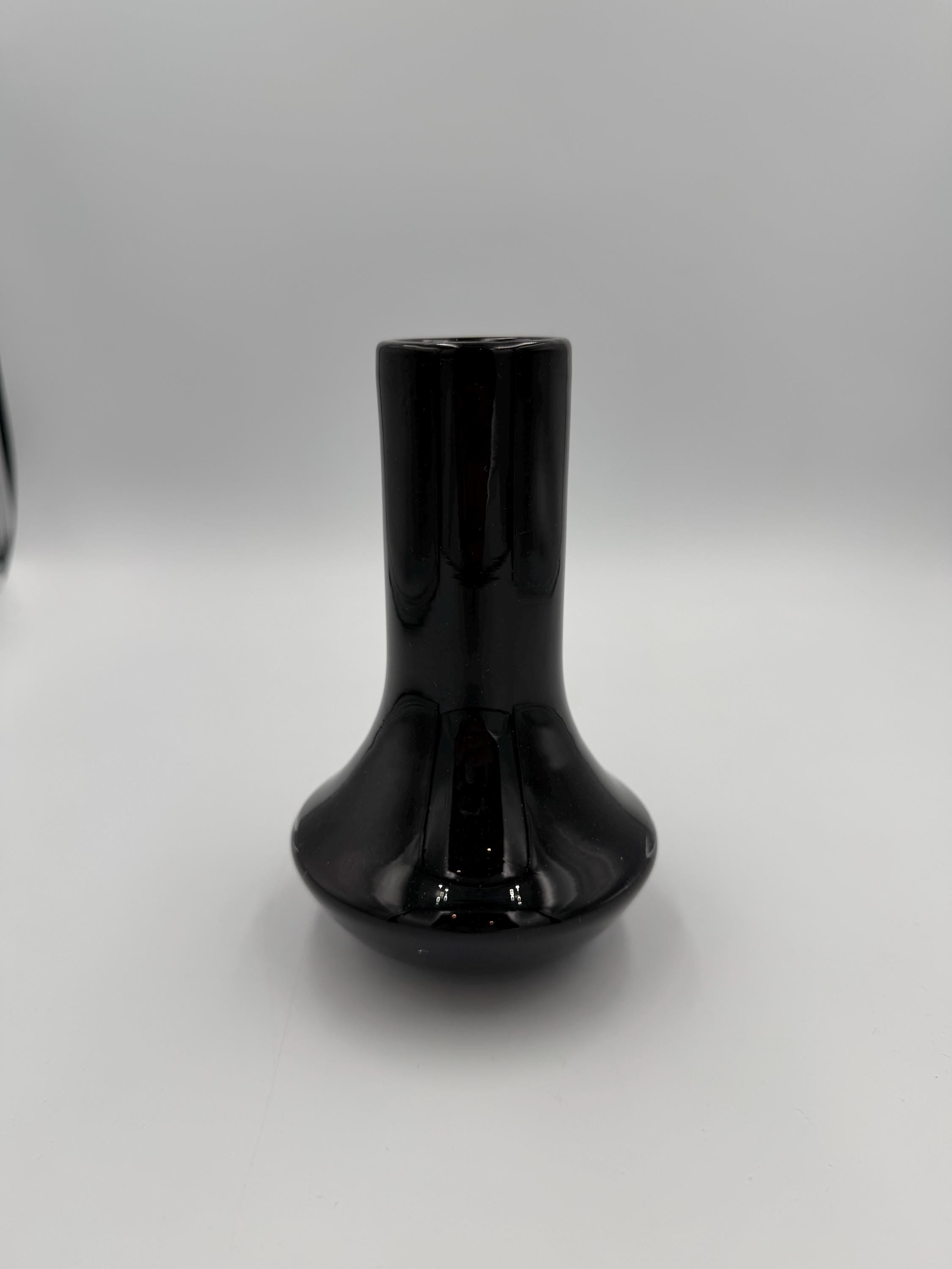 15cm Hand-Blown Black Glass Vase – Modern Minimalist Decorative Art Glass